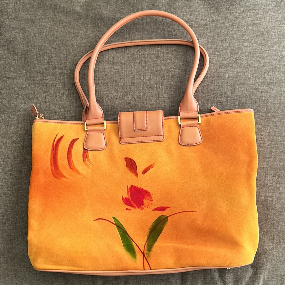 BEHIND BLUE EYES NEW LEATHER AND SUEDE WOMENS TOTE with additional laptop case
